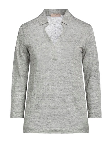 PUROTATTO Polo shirt Light grey 100% Linen