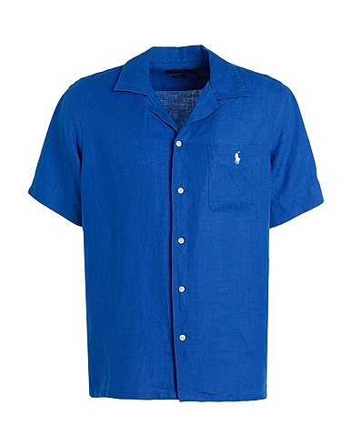 POLO RALPH LAUREN Einfarbiges Hemd CLASSIC FIT LINEN CAMP SHIRT
 Königsblau 100% Leinen