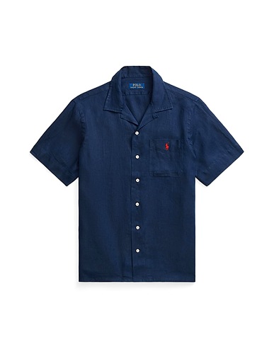 POLO RALPH LAUREN Linen shirt CLASSIC FIT LINEN CAMP SHIRT
 Navy blue 100% Linen
