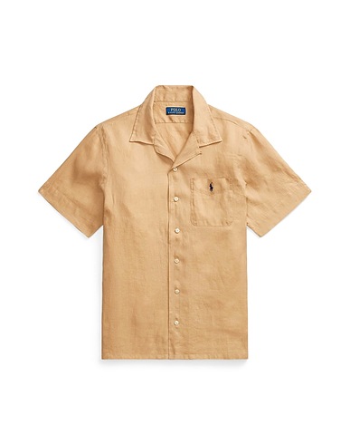 POLO RALPH LAUREN リネンシャツ CLASSIC FIT LINEN CAMP SHIRT
 サンド リネン 100%