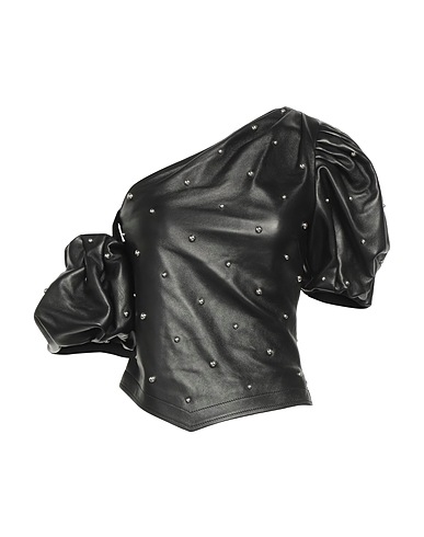 ISABEL MARANT One-Shoulder-Top Schwarz 100% Lammleder