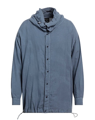 EMPORIO ARMANI Einfarbiges Hemd Blaugrau 100% Leinen