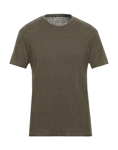 MAJESTIC FILATURES Basic T-Shirt Militärgrün 94% Leinen, 6% Elastan