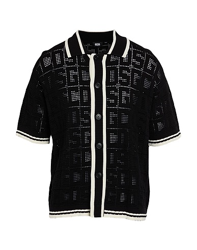 GCDS Patterned shirt Black 50% Cotton, 50% Acrylic