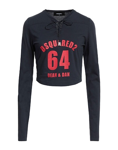 DSQUARED2 Crop top Midnight blue 100% Cotton