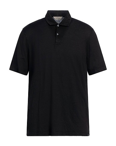 GRAN SASSO Polo shirt Black 97% Linen, 3% Elastane