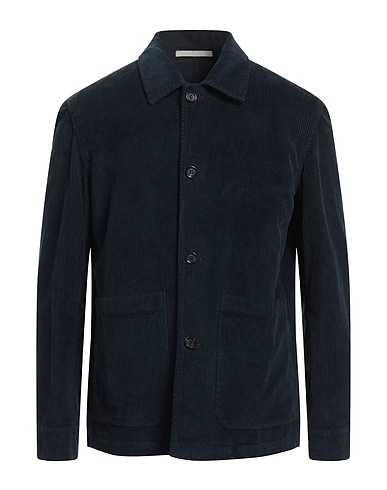 PAOLO PECORA Solid colour shirt Midnight blue 97% Cotton, 3% Elastane