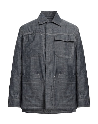EMPORIO ARMANI Solid colour shirt Midnight blue 63% Virgin Wool, 37% Cotton