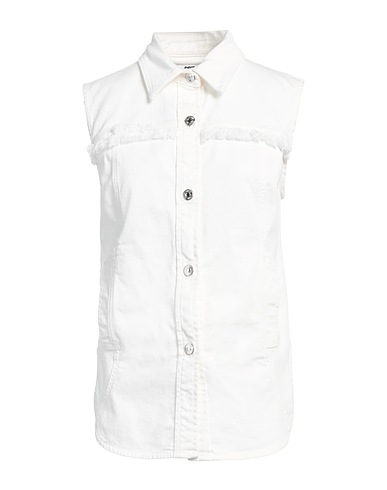 GRIFONI Denim shirt White 98% Cotton, 2% Elastane