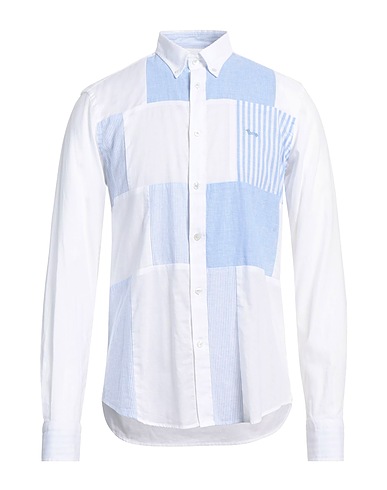 HARMONT & BLAINE Patterned shirt Light blue 55% Cotton, 45% Linen