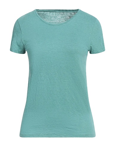 MAJESTIC FILATURES Basic T-Shirt Turquoise 94% Linen, 6% Elastane