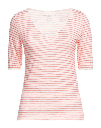 MAJESTIC FILATURES T-shirt Coral 67% Viscose, 28% Linen, 5% Elastane