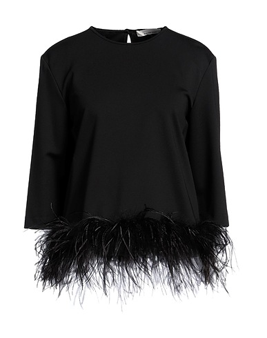 LIVIANA CONTI Top Nero 61% Viscosa, 34% Poliammide, 5% Elastan, Piuma