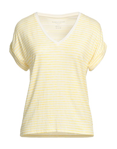 MAJESTIC FILATURES T-Shirt Pastellgelb 67% Viskose, 28% Leinen, 5% Elastan