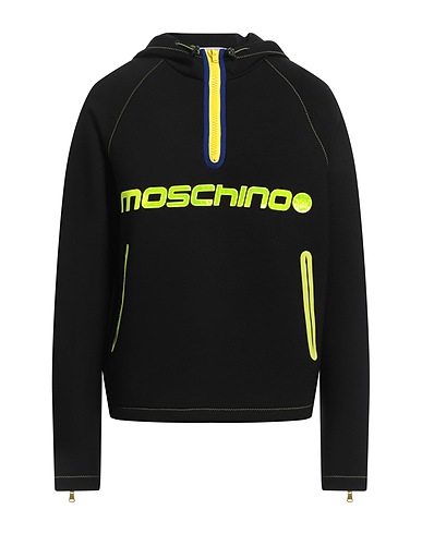 MOSCHINO Hooded track jacket  Black 96% Viscose, 4% Elastane