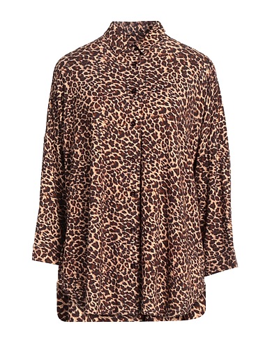 MAJESTIC FILATURES Patterned shirts & blouses Brown 67% Viscose, 28% Linen, 5% Elastane