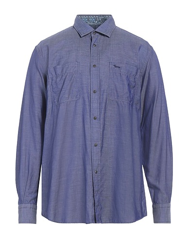 HARMONT & BLAINE Solid colour shirt Midnight blue 68% Cotton, 32% Hemp