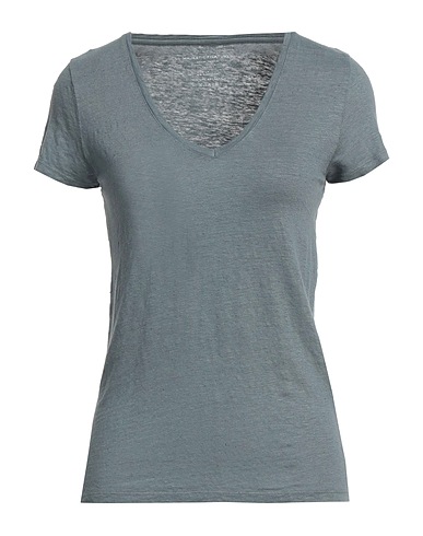 MAJESTIC FILATURES Basic T-Shirt Grey 94% Linen, 6% Elastane