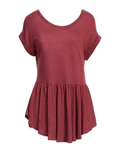 MAJESTIC FILATURES T-shirt Brick red 97% Linen, 3% Elastane