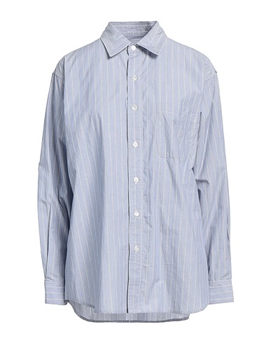 B SIDES Camicia a righe Azzurro 100% Cotone