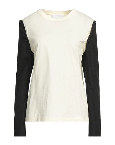 ERIKA CAVALLINI T-shirt Panna 100% Cotone, Poliestere, Lana, Elastan