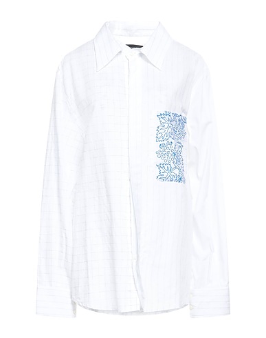 FEDERICO CINA Camicia a righe Bianco 63% Lino, 37% Cotone