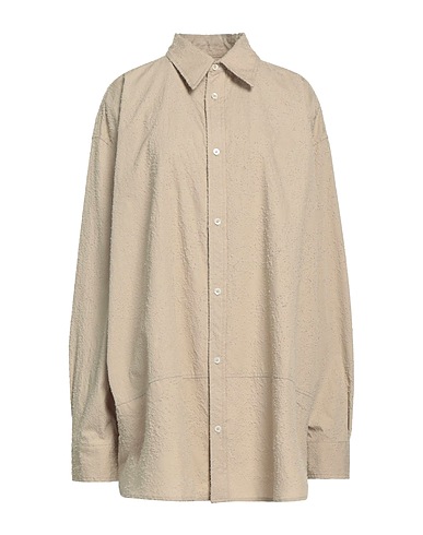 JORDANLUCA Solid colour shirts & blouses Khaki 100% Cotton
