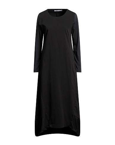 EUROPEAN CULTURE Midi dress Black 61% Cotton, 25% Cupro, 12% Rayon, 2% Rubber