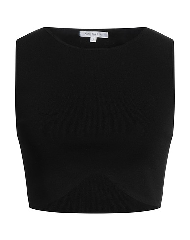 PATRIZIA PEPE Crop top Black 41% Viscose, 27% Polyester, 20% Lyocell, 12% Elastane