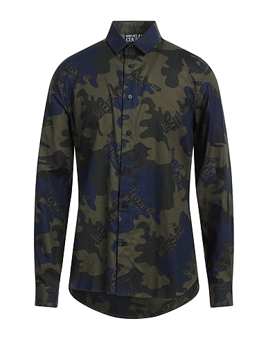 VERSACE JEANS COUTURE Patterned shirt Military green 100% Cotton
