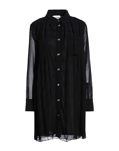GANNI Shirt dress Black 100% Recycled polyester