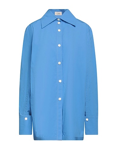 QUIRA Solid color shirts & blouses Light blue 100% Cotton