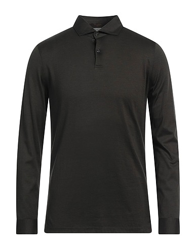 MOORER Polo shirt Dark green 60% Silk, 40% Cotton
