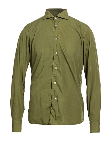 BORRIELLO NAPOLI Solid color shirt PASSION Military green 100% Cotton