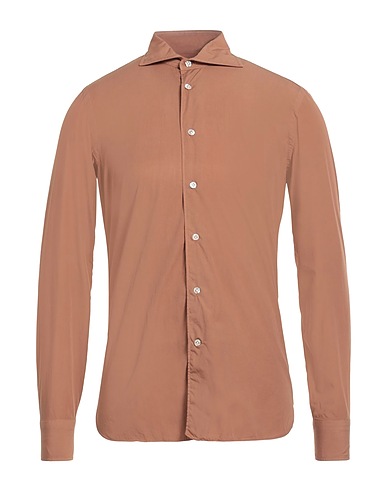 BORRIELLO NAPOLI Solid color shirt Camel 100% Cotton