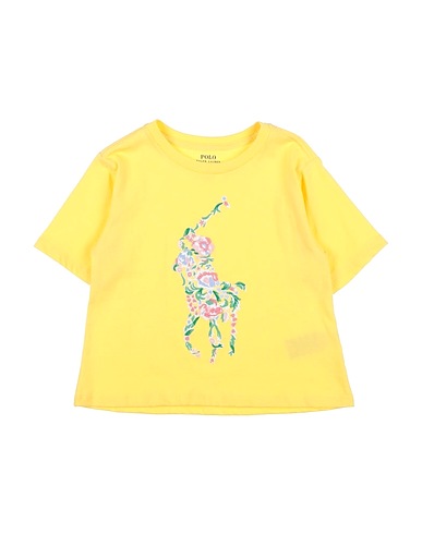 POLO RALPH LAUREN T-shirt Floral Big Pony Cotton Jersey Tee
 Yellow 100% Cotton