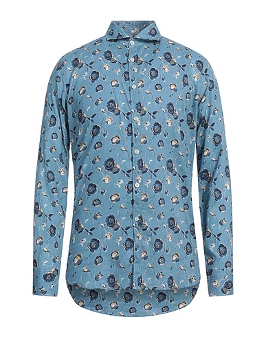 CANALI Linen shirt Slate blue 53% Linen, 47% Cotton