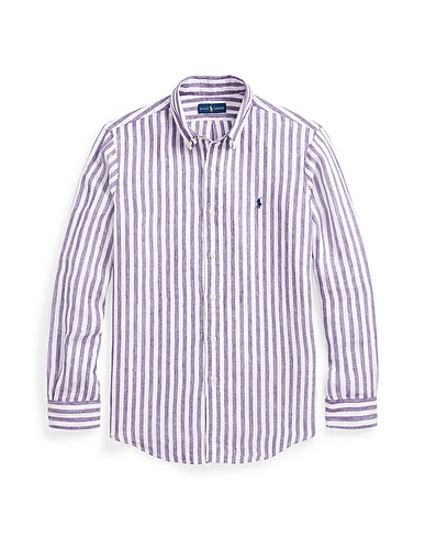 POLO RALPH LAUREN Linen shirt CUSTOM FIT STRIPED LINEN SHIRT
 Purple 100% Linen