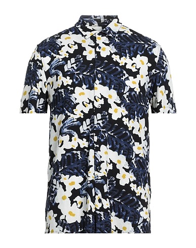 MAJESTIC FILATURES Patterned shirt Navy blue 67% Viscose, 28% Linen, 5% Elastane