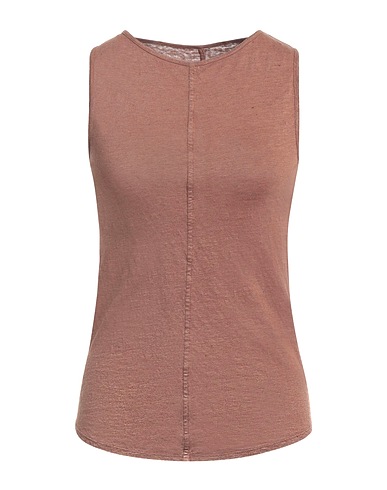 MAJESTIC FILATURES T-shirt Brown 94% Linen, 6% Elastane