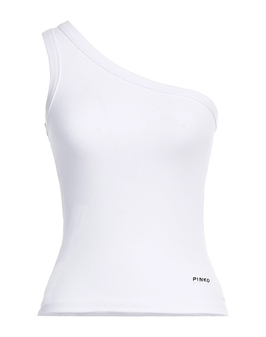 PINKO One-shoulder top White 93% Viscose, 7% Elastane