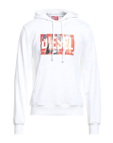 DIESEL Hooded sweatshirt White 100% Cotton, Elastane