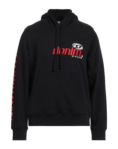 DIESEL Hooded track jacket  Black 100% Cotton, Elastane
