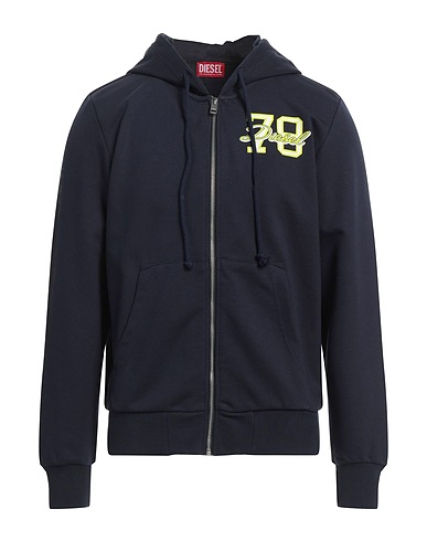 DIESEL Hooded track jacket  Navy blue 60% Cotton, 40% Elastane