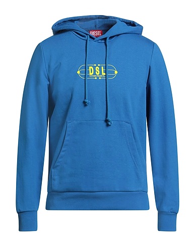 DIESEL Hooded track jacket  Blue 60% Cotton, 40% Polyester, Elastane