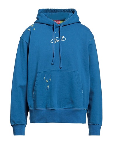 DIESEL Hooded sweatshirt Blue 100% Cotton, Elastane