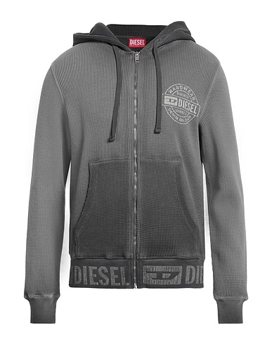 DIESEL Hooded track jacket  Grey 100% Cotton, Elastane
