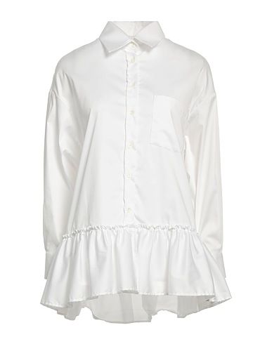 AGLINI Solid color shirts & blouses White 67% Cotton, 29% Polyamide, 4% Elastane