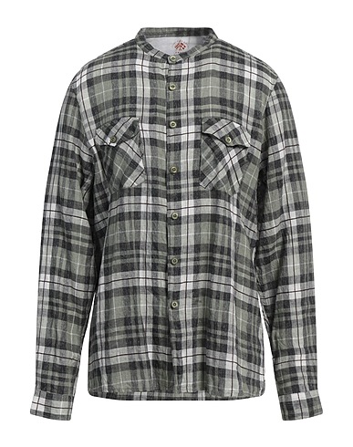 FRADI Camicia a quadri Verde salvia 97% Lino, 3% Cotone