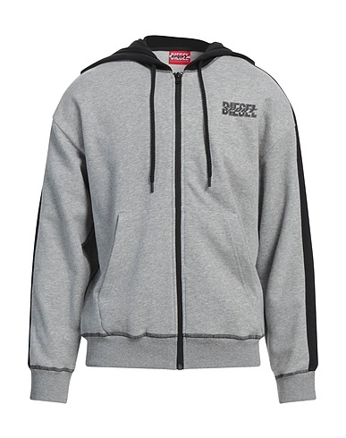 DIESEL Hooded track jacket  Light grey 64% Cotton, 36% Polyester, Elastane